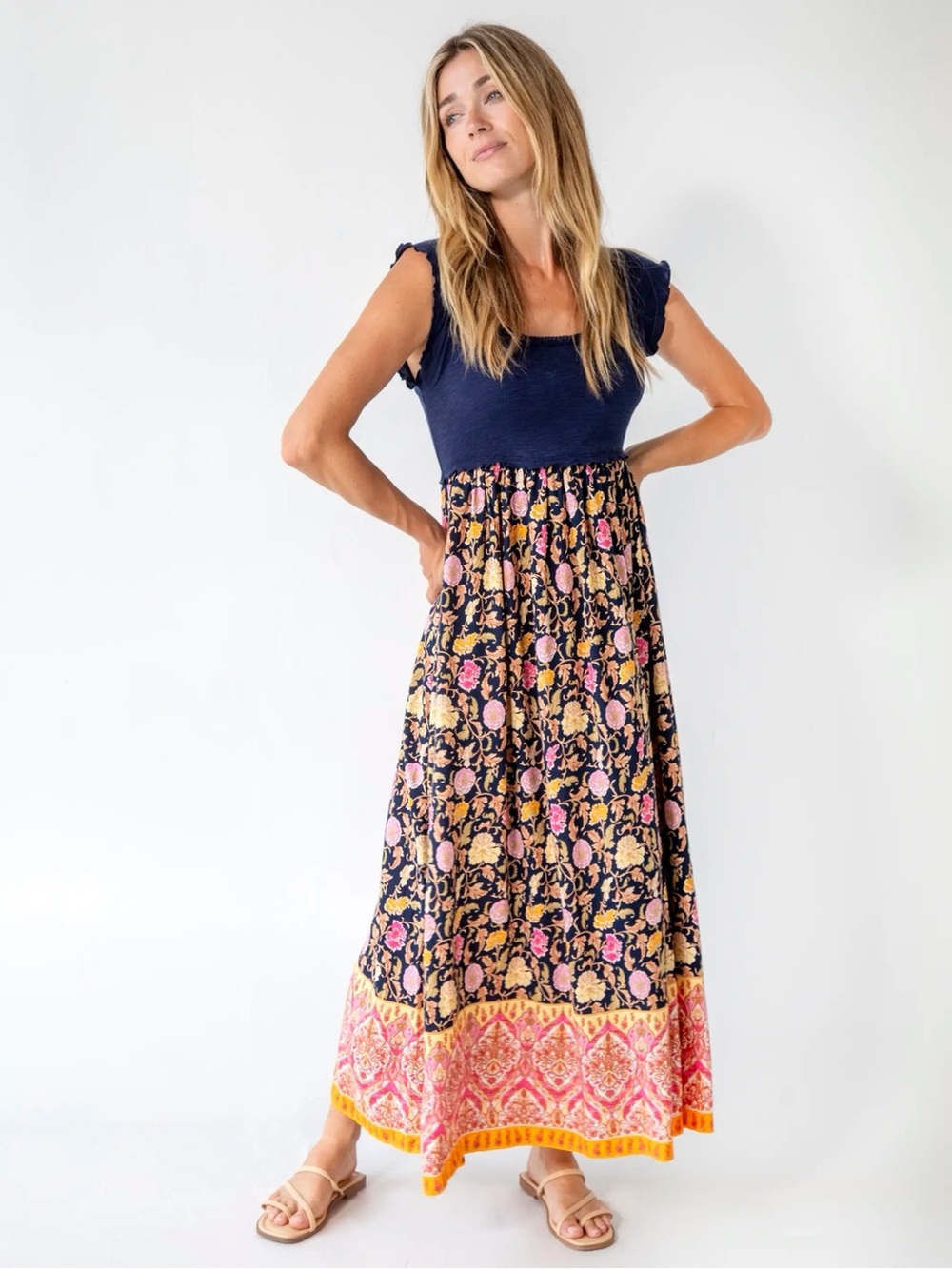 NATURAL LIFE Navy Floral Dress S